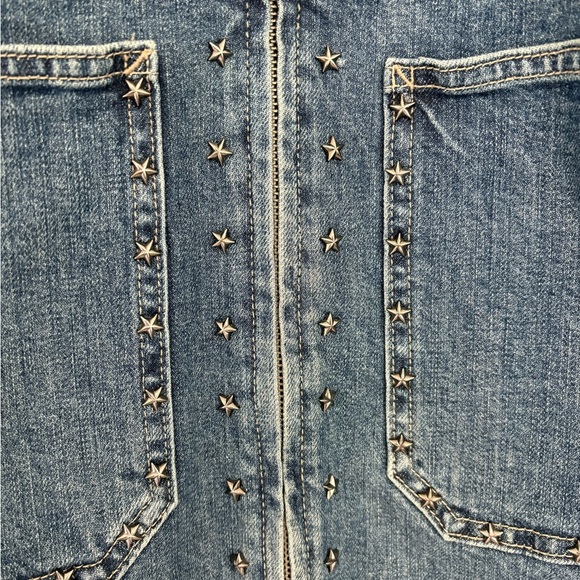 Lucky Brand Starsky Star Studded Ranch Denim Jacket Size L Western - Picture 4 of 9